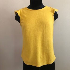 Madewell Mustard Yellow Flutter Sleeve Top